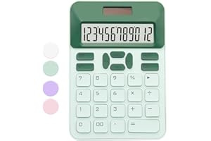 SPORTSVOUTDOORS Green Basic Calculator with 12 Digit LCD Display - Cute for Office, Home, School