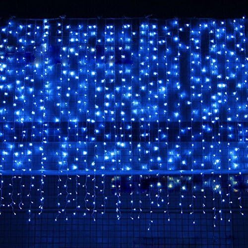 Bjour Curtain String Lights 300 LED Window Curtain Icicle Blue Light with Remote Bedroom Wall Light for Bedroom Weddings Parties
