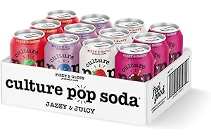 Culture Pop Soda, Jazzy & Juicy Variety Pack, Probiotic Low Sugar Soda, Sparkling Juice Alternative, Non-GMO, Kosher, Gluten-Free, No Stevia (12pk)