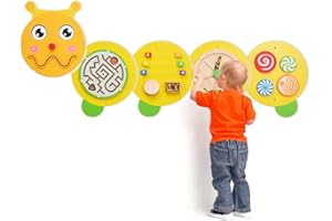 Monläurd® Caterpillar Montessori Busy Board,Sensory Board,Educational Toys,Activity Cube,Wall Toys,Daycare Furniture,Playroom Furniture,Interactive Toys,Wooden Toys,Learning Toys,Boys and Girls 6 M+