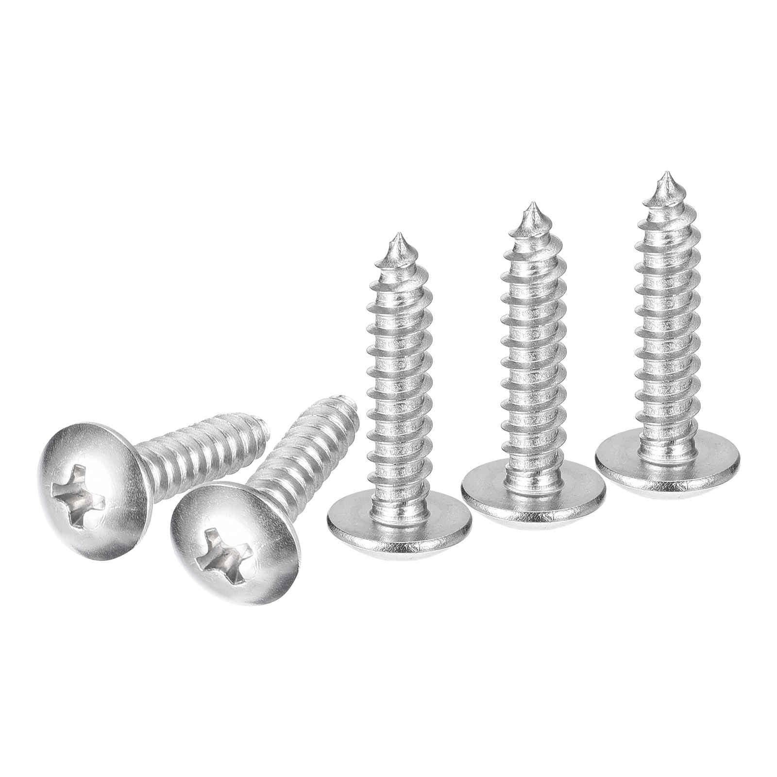 DTGN #8x3/4 Sheet Metal Screws - 100 Pack - for Wood, Furniture - 304 Stainless Steel Phillips Truss Head Self Tapping Tip Wood Screws - Silver
