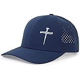 KUBILA Jesus 3 Nail Cross Hat Christian Religious Gifts for Christma with Embroidered - Adjustable Snapback Baseball Cap