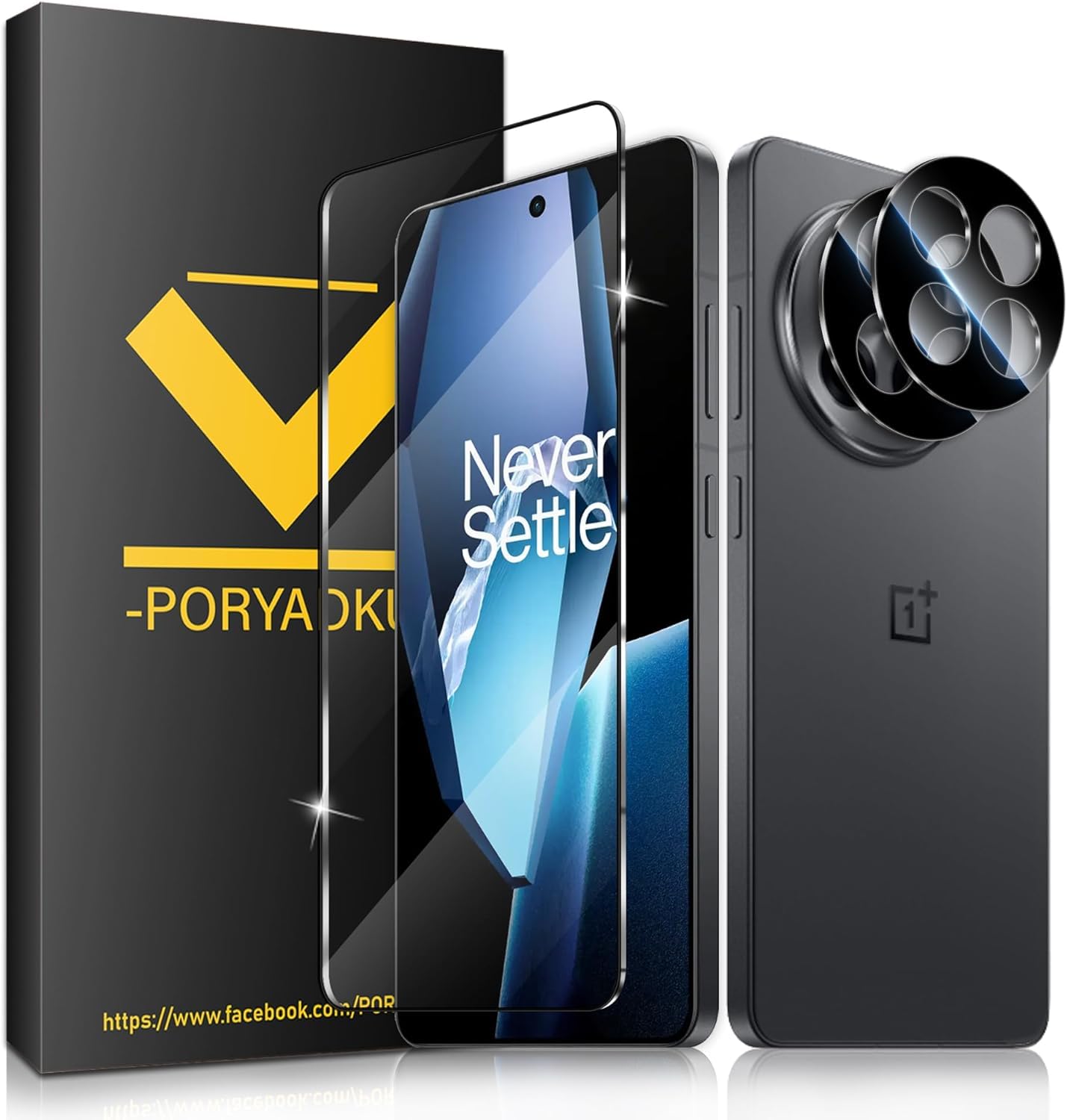 XDesign 2 Pack for OnePlus 13R Screen Protector (6.78 inches) + 2 Pack Camera Lens Protector, Fingerprint Unlock, HD Clear, Case Friendly