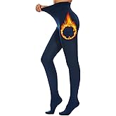 DUCMODA Fleece Lined Tights for Women, Warm Thermal Winter Pantyhose, Soft Opaque Thick Leggings