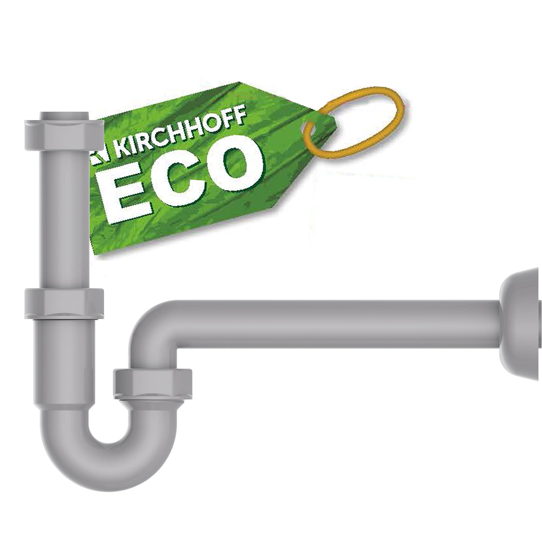 KIRCHHOFF ECO-Save 98801049 Sustainable Drain Trap Recycled Plastic Drain Fitting for Sinks and Washbasins, Pipe Siphon Grey