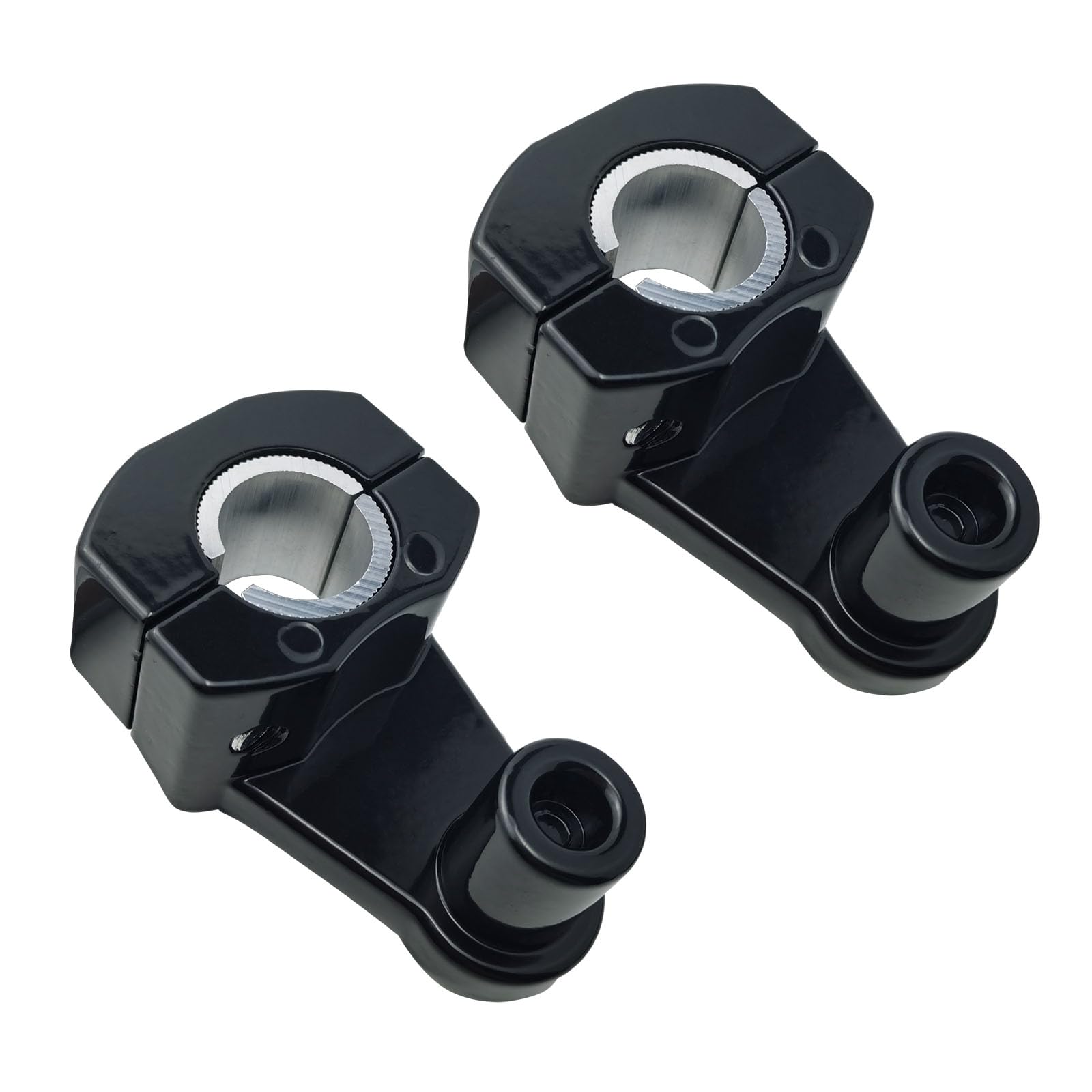 Photo 1 of 2 Inch Pivot Handlebar Risers - Universal Motorcycle Handlebar Rises Aluminum Alloy Handlebar Clamp Riser for 7/8" 22mm and 1-1/8" 28mm (Black - 2 Pack)