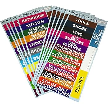 Amazon.com : Packing Moving Storage Labels Bulk Pack Color Coding Home Moving Stickers for Box ...