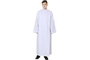 IvyRobes Front Wrap White Clergy ALB Church Worship Alb Garment