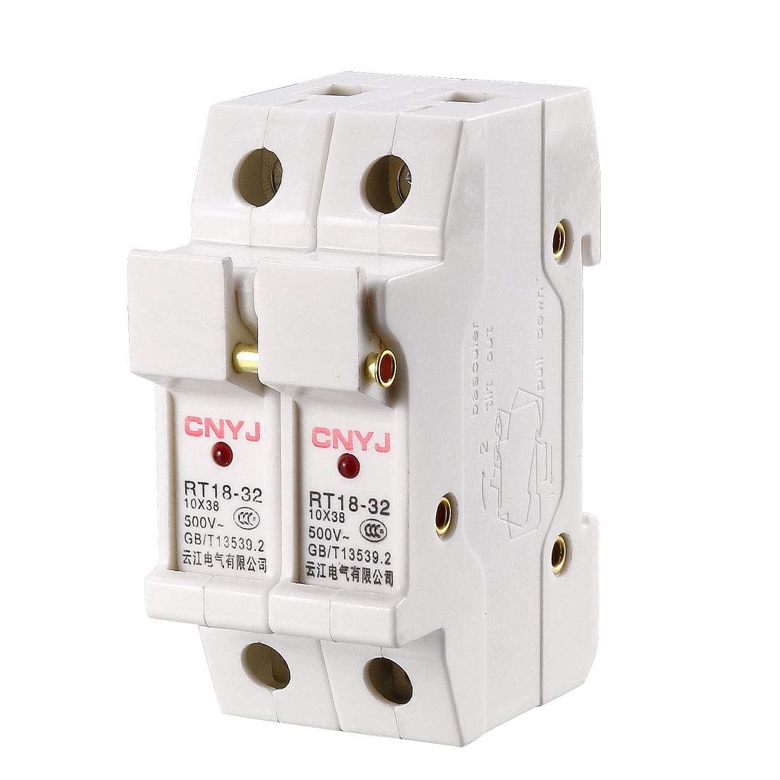 uxcell DIN Rail Mount Fuse Holder 2 Pole RT18-32