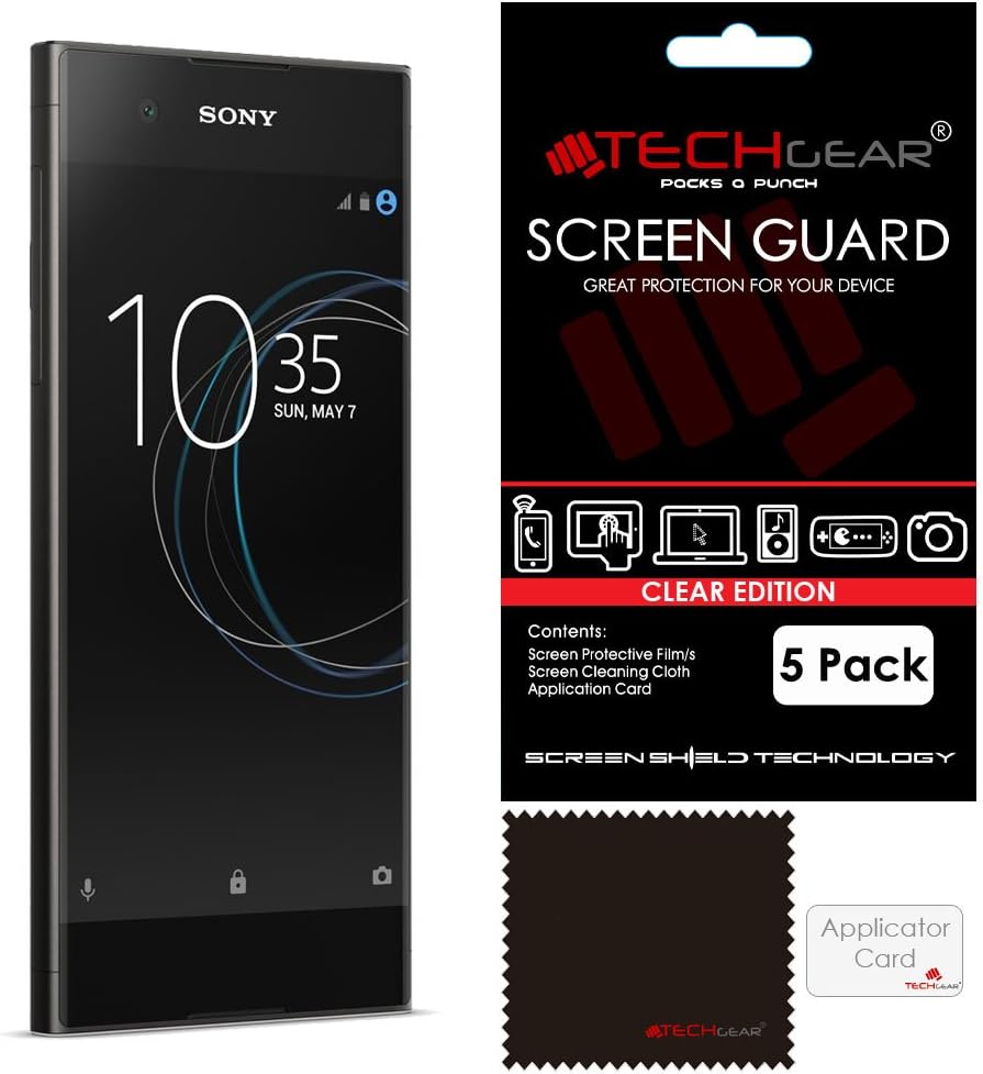 TECHGEAR [5 Pack] Screen Protectors for Xperia XA1 (Model: G3123) - Premium Clear Screen Protector Cover Guards Compatible with Sony Xperia XA1 [Only for Xperia XA1]