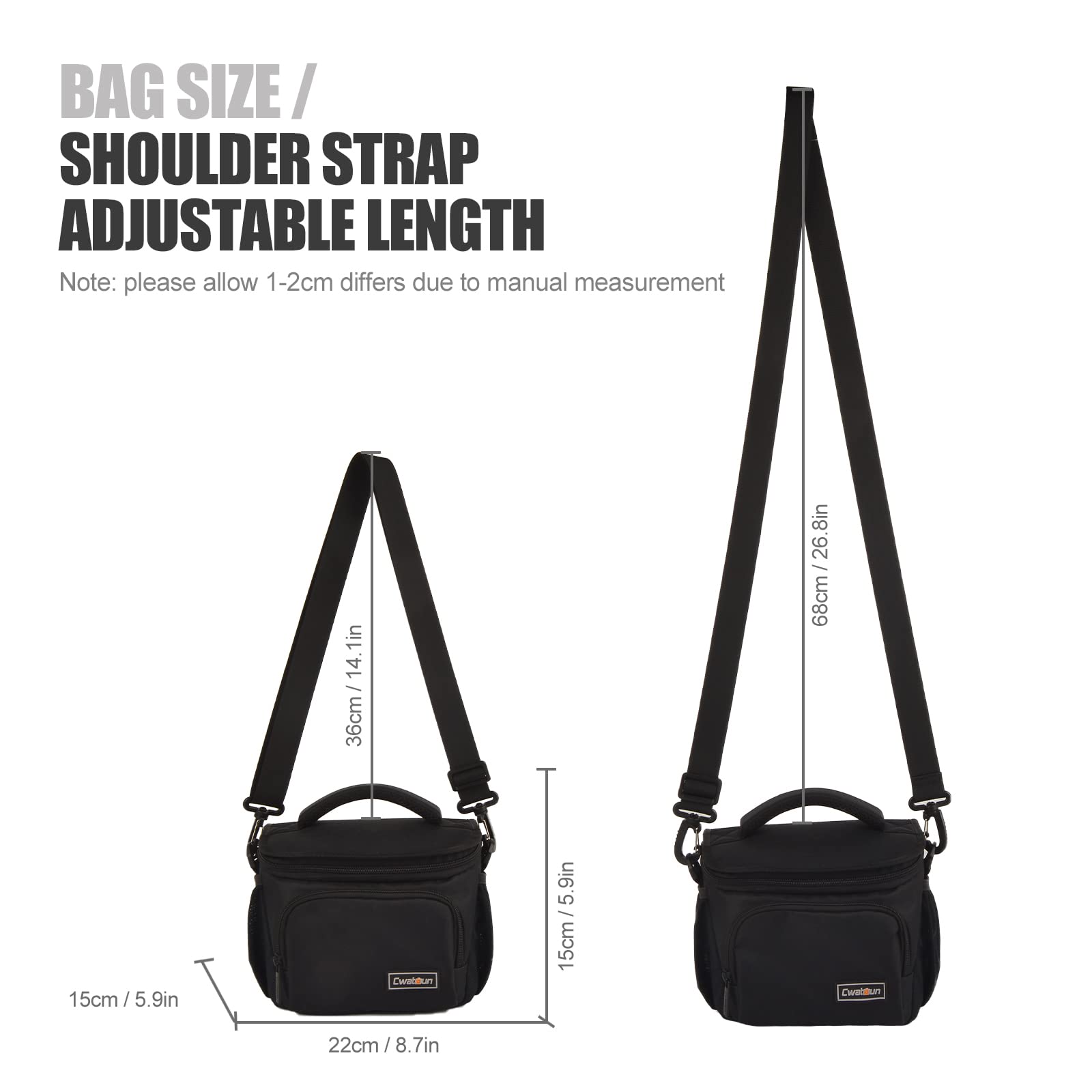 Cwatcun Small Camera Sling Bag Crossbody Camera Shoulder Case, Waterproof Travel Photography Camera Messenger Bag for Canon, Nikon, Sony, Fuji DSLR/SLR/Mirrorless Cameras, Lens and Accessories