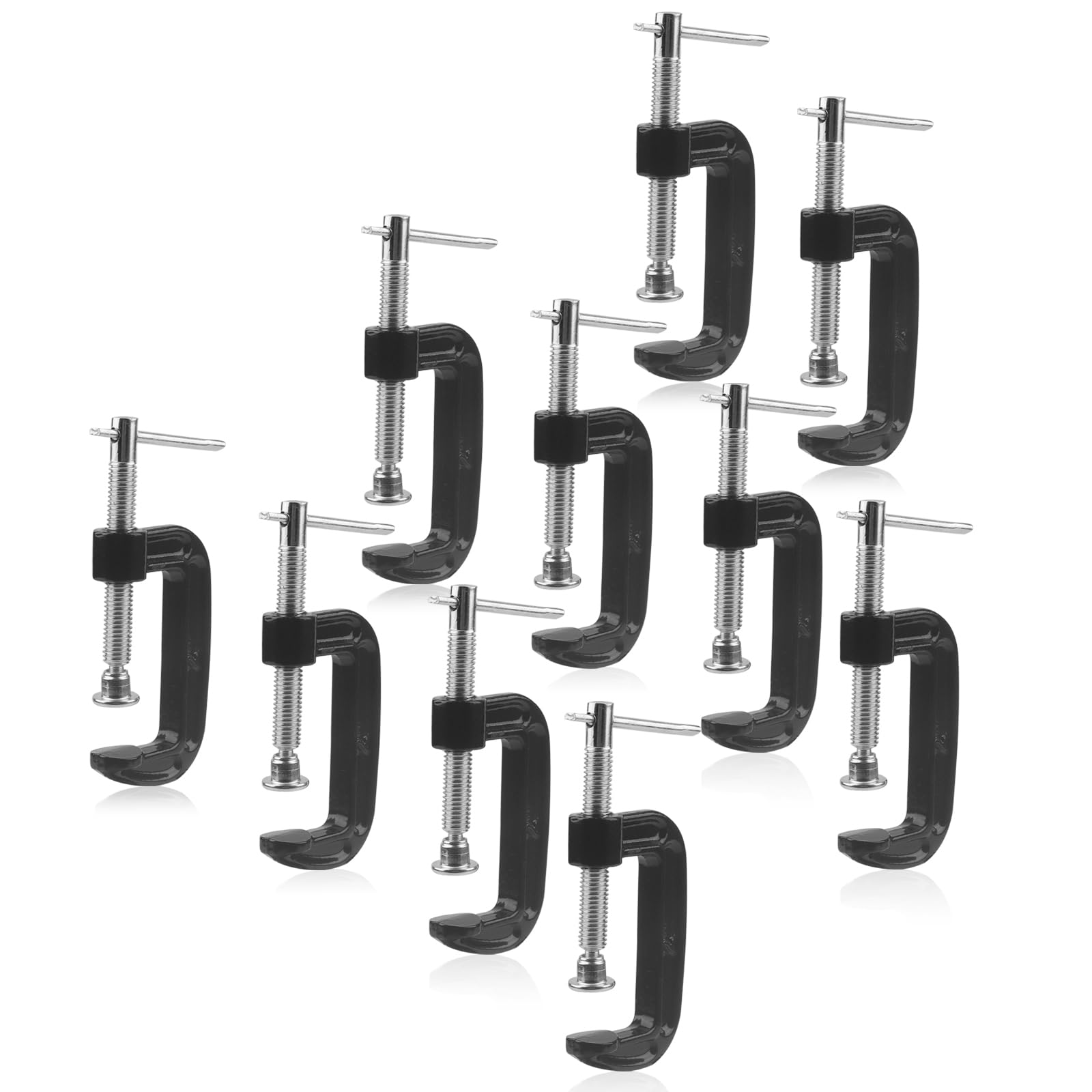 MUKCHAP 10 PCS 50mm/2 Inch G Clamp, Small Metal G Clamp for Woodworking, Black