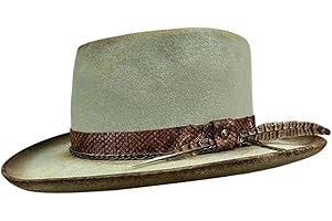 EINCORN Wool Homburg Panama Hat Distressed Hat for Women Men Photo Props Western for Men Women Unisex Wear Headwear