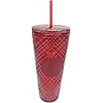 Starbucks Acrylic 2021 Winter Holiday Red Jeweled Tumbler Cold Cup 24oz Christmas