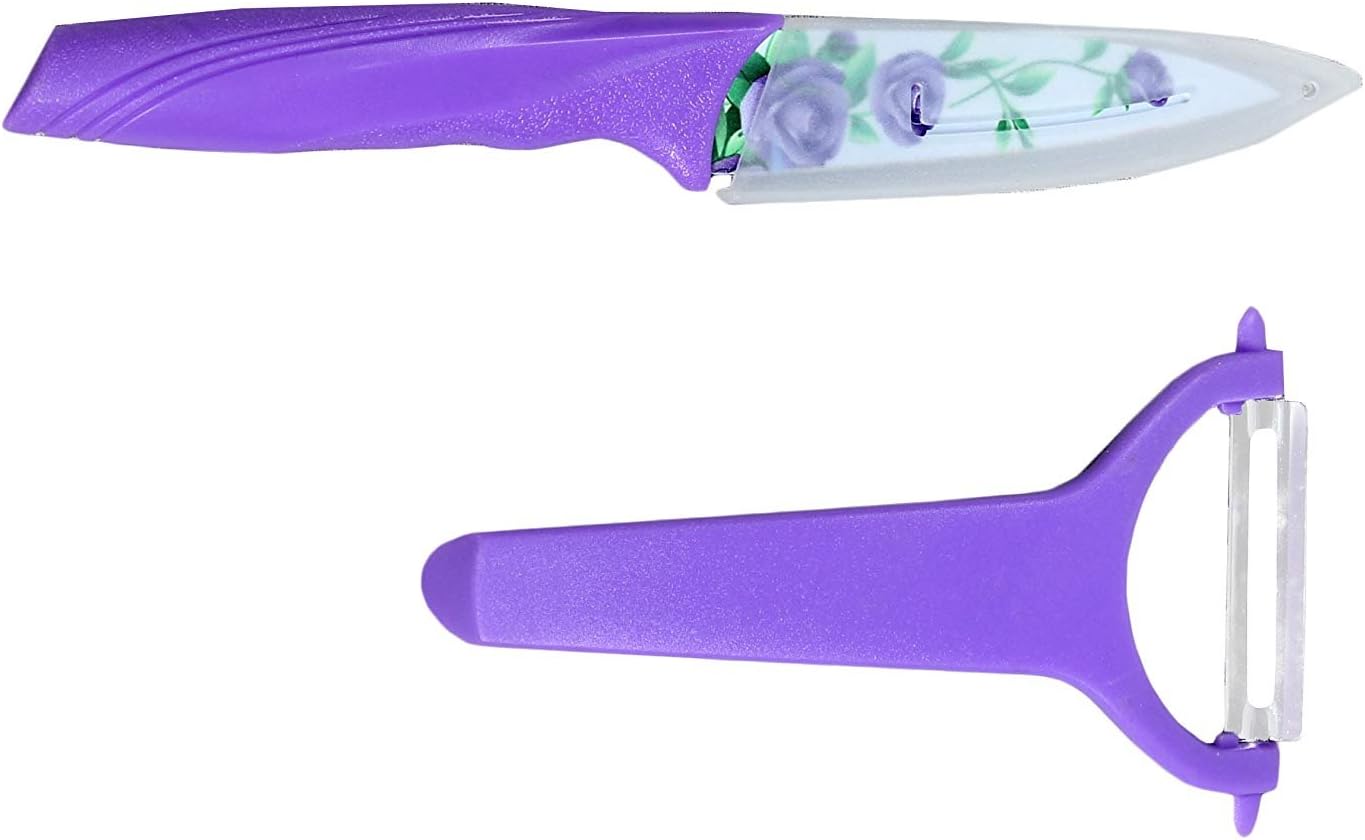 Whitecloud TRANSFORMING HOMES® Ceramic Knife and Peeler Set Ultra Sharp Lightweight (IT N - B021) Plastic,19.5x8x2.5 cm