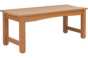 Sunnibety Weatherproof HIPS Outdoor Bench, 2-Person Patio Dining Bench, All-Weather Poly Lumber Garden Bench, Never Rot or Fade, Park Bench with Wood Grains for Porch, Garden, Deck, Entryway, Coffee