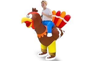 Camlinbo Inflatable Turkey Costume for Adults Thanksgiving Funny Turkey Rider Costumes Built-in Blower Sporty Turkey Trot Inflatable for Men Women Thanksgiving Party Suit Cosplay Parade