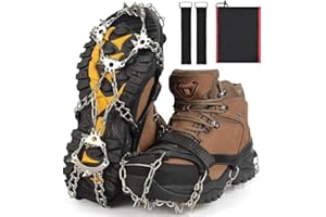 RILOL Snow Cleats - Crampons Ice Cleats Traction Snow Grips for Boots Shoes with 23 Stainless Steel Spikes Anti Slip for Walking,Hiking,Climbing,Fishing and Mountaineering