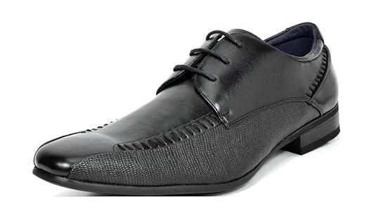 Bruno MARC GORDON-01 Men's Dress Loafers Snipe Toe Lace Up Leather Lining Oxford Dress Shoes BLACK SIZE 6.5