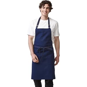 Guolamy Chef Apron Canvas Waterproof Kitchen Bib BBQ with Pockets 4251GB