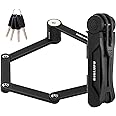 BIGLUFU Bike Lock Bicycle Scooter Motorcycle Folding Locks with 4Keys, Fold Chain Heavy Duty Alloy Steel Foldable Lock with Mounting Bracket 2pc Straps, 86cm/34 Unfolding, 1.92 lbs