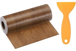 Wood Grain Repair Tape 6 Inch x 33ft Self Adhesive Repair Patch Tape Simulated Wooden Floor Tapes with Plastic Scraper for Ta