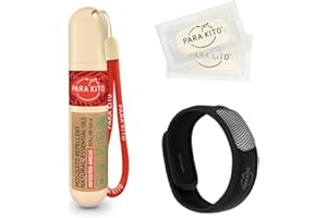 PARA'KITO Mosquito Repellent Bundle, 1 Mosquito Repellent Bracelet, 1 Roll-on Gel, Bug Repellent Bracelets, Wearable Mosquito Repellent Devices, Black