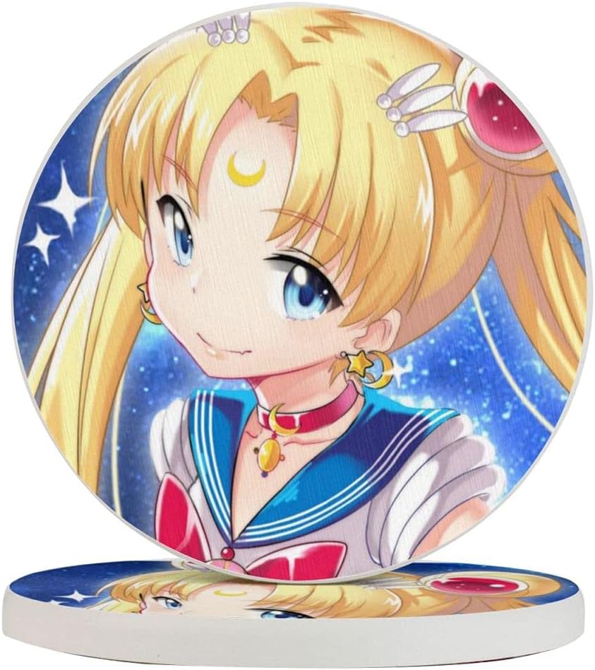 Amazon Co Jp 美少女戦士セーラームーンの壁紙8 コースター 硅藻土 吸水速乾 断熱 おしゃれ かわいい ドリンクコースター 円形 直径10cm ホーム キッチン