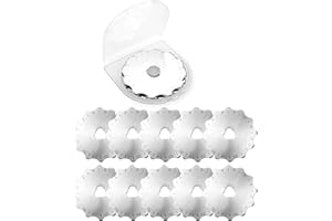 Abuff Rotary Cutter Blades 45mm, 10 Pcs Serrated Rotary Cutter Blades with Storage Case, Perforating Rotary Replacement Blade for Crochet Edge Projects, Fleece, Compatible with 45mm Rotary Cutters