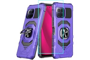 LOZEGUYC for T-Mobile Revvl 7 Pro 5G Case with 1 Pack Screen Protector,Dual Layer Hybrid Heavy Duty Defender Protection,Sleek Rugged Reinforced Cushion Corner Kickstand Shockproof Bumper Cover Purple