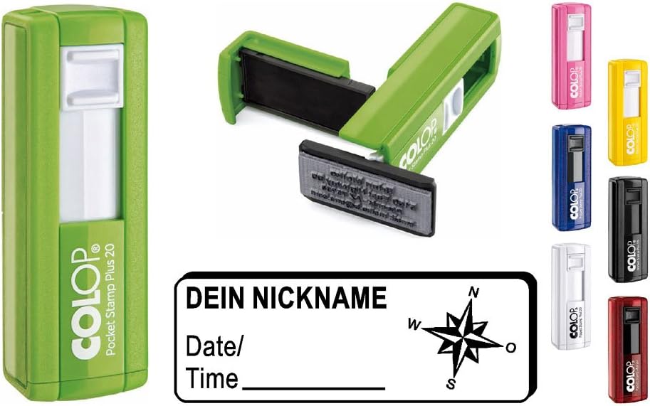 Geocaching Stamp "Windrose" with Personalised Cache Name/Nickname Rectangular Stamp, Geocaching Pocket Stamp, Compass