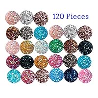 SBYURE 120 Pieces Resin Round Flat Back Mixed Shinny Color for Jewelry Making,DIY, Crafts,12mm