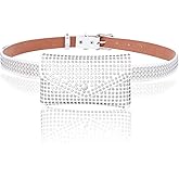 Urieo White Belt Bag Leather Studded Fanny Pack for Women