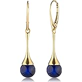 Amber by Mazukna Ball Bead Earrings for Women – Gold-Plated 925 Sterling Silver Drop Earrings with Natural Baltic Amber, Lightweight Dangle Jewelry Gift for Everyday Elegance