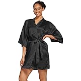Women's Satin Robes Floral Bridesmaid Robes Short Silk Kimonos Sleepwear