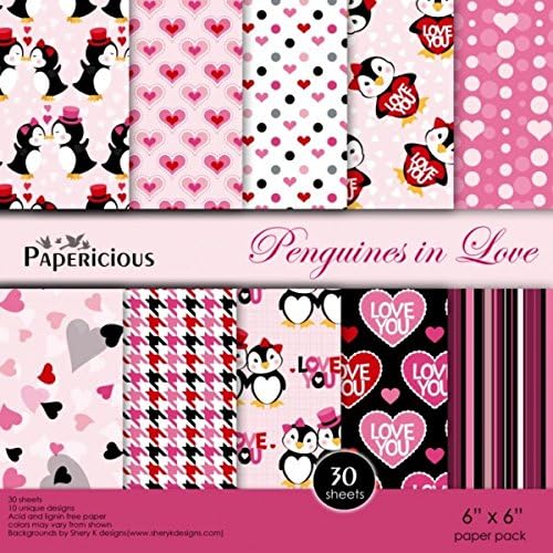 Papericious Designer Edition Paper Pack - Penguins in love 6"X6"