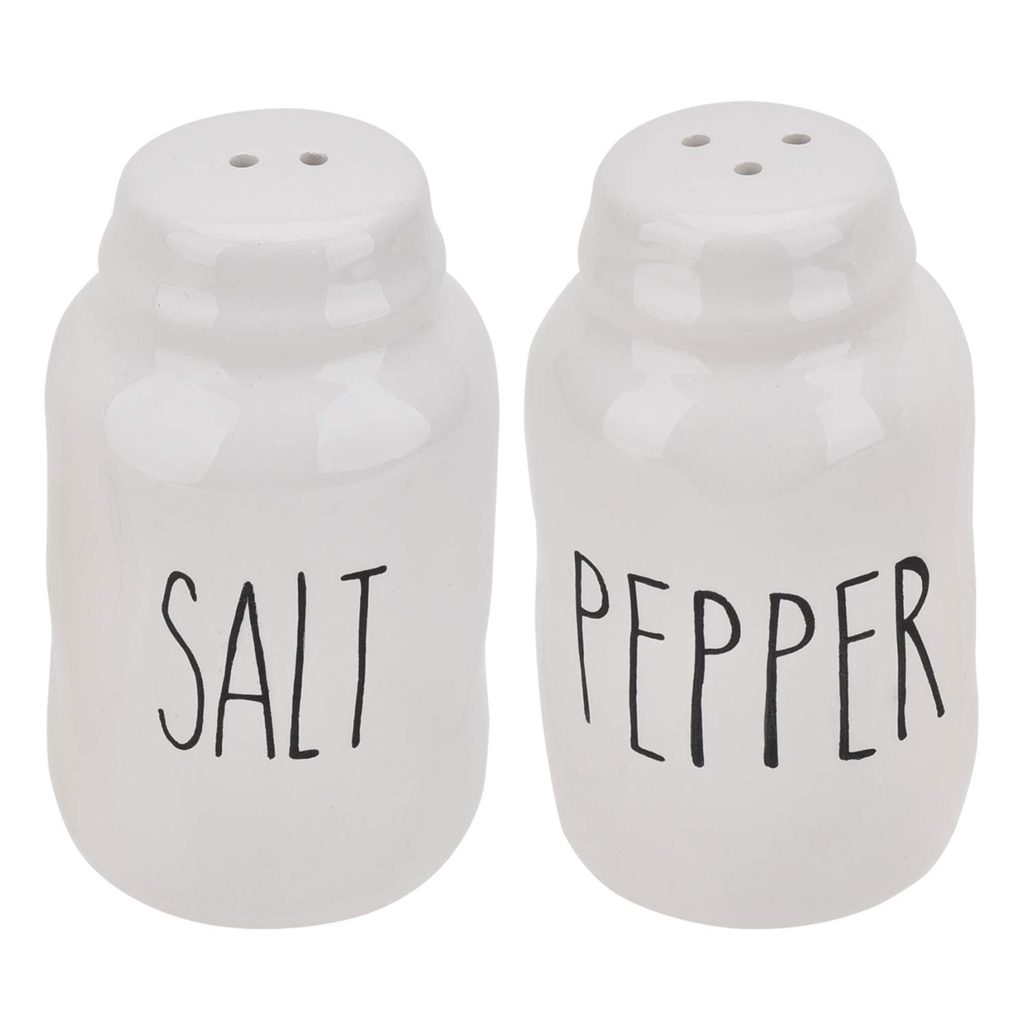 Farmhouse Style Ceramic Salt and Pepper Shaker Set White
