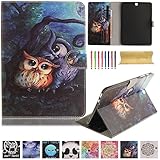 Galaxy Tab S2 9.7 T815 Case,UUcovers Cute Cartoon PU Leather Protective Magnetic Closure Flip Stand Wallet Case for Samsung Galaxy Tab S2 9.7 T815/T810-Oil Painting Owl
