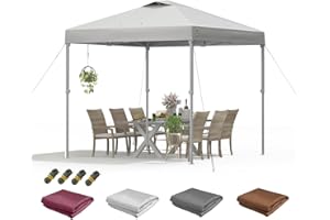 MORIKORO 10x10 Canopy Replacement Top - Waterproof Pop Up Shelter for Outdoor Frame, Sun Shade Cover for Patio/Camping/Events with Wind Ropes (Light Gray, 9.8ft x 9.8ft)