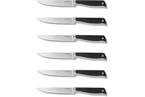 Starfrit Steak Knife Set, 6 Pieces, 5 Inch Stainless Steel Double Serrated Blade with Riveted Handle, Stain and Rust Resistan