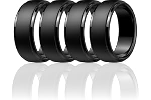 Egnaro Men's Silicone Rings: Classic Black Style Rubber Wedding ring - Hypoallergenic for Gym/Outdoor/Gift(1/4/7 Variety Pack with Half Size)