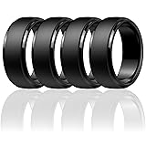 Egnaro Men's Silicone Wedding Rings: Classic Black