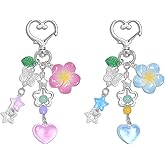 cioatu Y2K Aesthetic Keychains for Women Cute Flowers Star Cake Jellyfish Keychins Charms Kawaii Bag Purse Decor