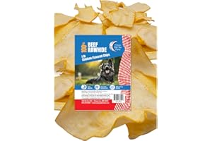 THE AMERICAN MADE TREAT COMPANY American Made Treat Company 0515 American Beefhide Chews, Rawhide Chicken Basted Chips for Dogs, a Good Source for Protein and Assists in Dental Health, 1 Pound Pack