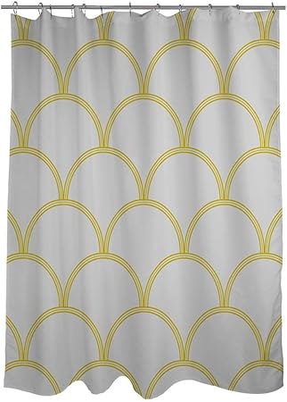 Amazon Com Unkk 71 X74 Yellow White Scallop Pattern Shower