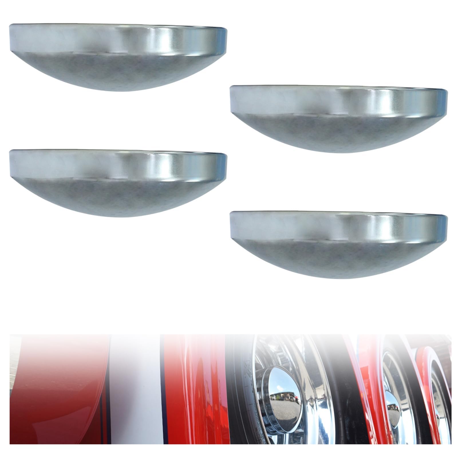 Photo 1 of 4PCS 8" Dome Style Hub Caps-Dome Semi Truck Wheel Covers Rear