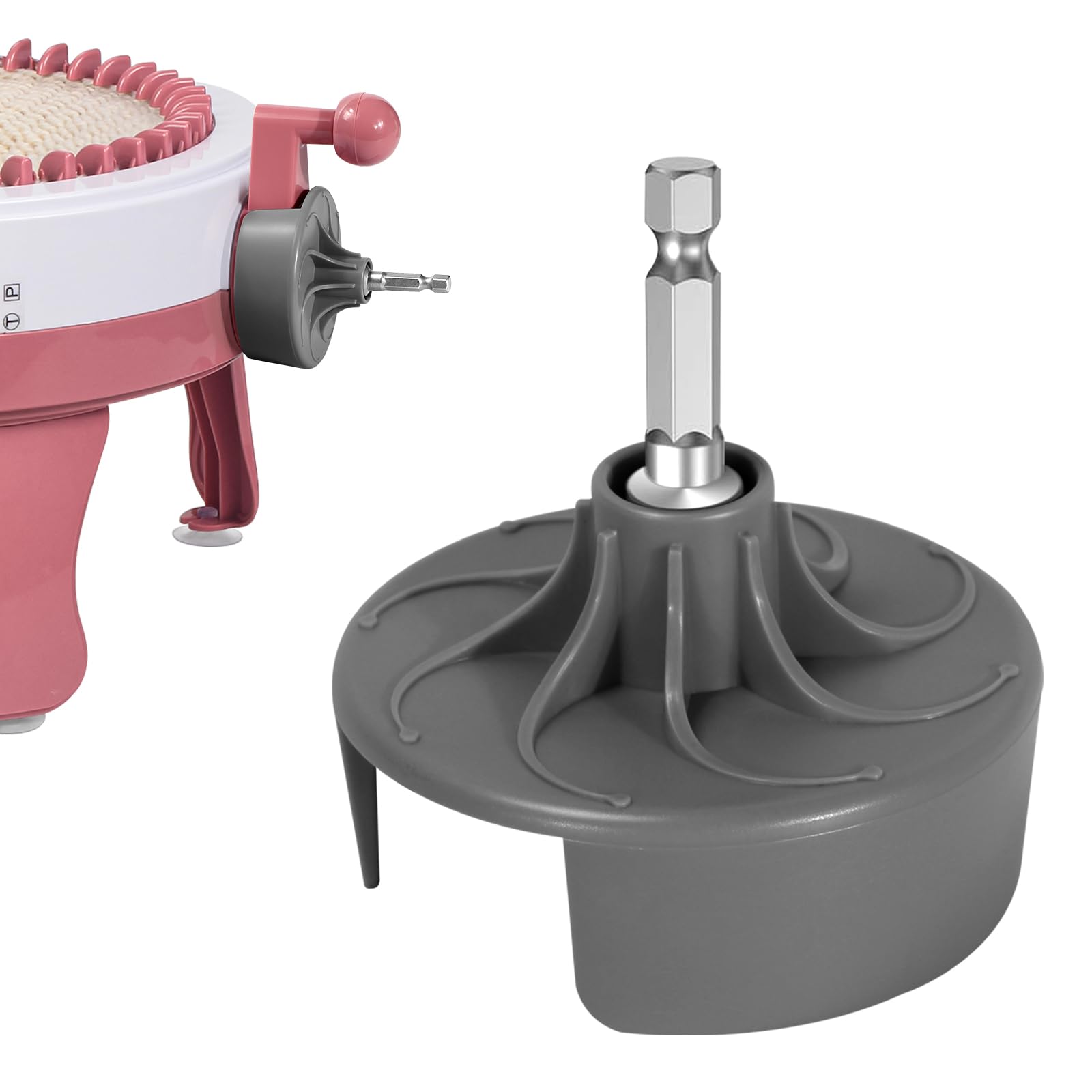Knitting Machine Adapter, Quick Knit Machine Attachment with Hexagonal Steel Drill Electric Screwdriver, Compatible with 48/40/22 Needles, DIY Craft Fast Knitting Christmas Hats, Socks, Scarves.