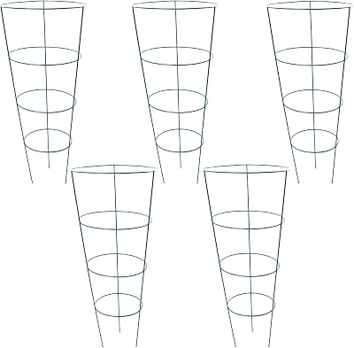 Garden Mile 5Pcs Plant Support Stakes 76cm Green Aluminium Ring Frames