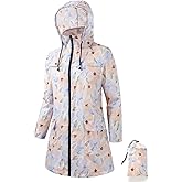 POWINSUN Women Waterproof Lightweight Rain Jacket Outdoor Hooded Raincoat