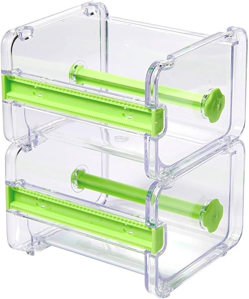 Herodada 2 Pack Desktop Tape Dispenser, Washi Tape Cutter, Roll Tape Organizer/Holder, Tape Storage Box (Green)